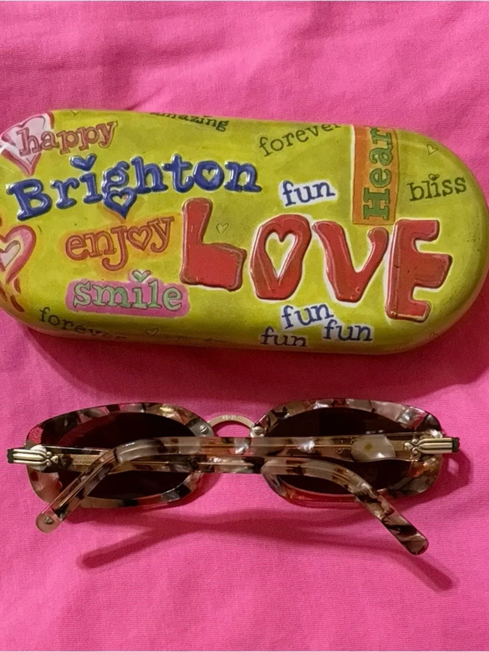 Brighton Multicolor Tortoiseshell Sunglasses with LOVE Graphic Case